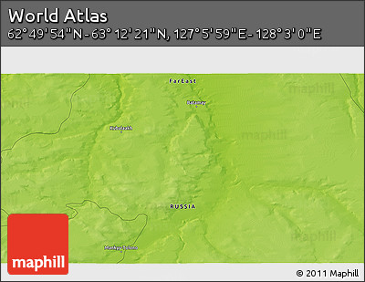 Physical 3D Map of the Area around 63° 1' 7" N, 127° 34' 30" E