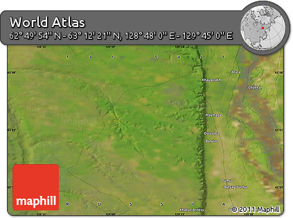 Satellite Map of the Area around 63° 1' 7" N, 129° 16' 30" E