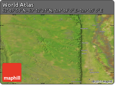 Satellite Map of the Area around 63° 1' 7" N, 129° 16' 30" E