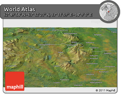 Satellite 3D Map of the Area around 63° 1' 7" N, 13° 40' 30" E