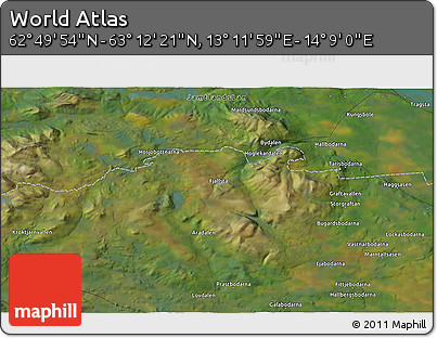 Satellite 3D Map of the Area around 63° 1' 7" N, 13° 40' 30" E