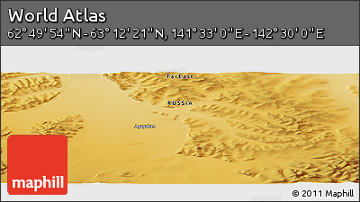 Physical Panoramic Map of the Area around 63° 1' 7" N, 142° 1' 30" E