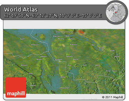 Satellite 3D Map of the Area around 63° 1' 7" N, 14° 31' 30" E