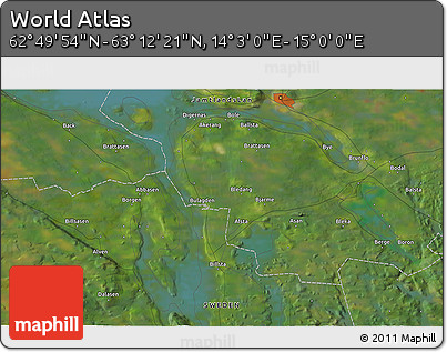 Satellite 3D Map of the Area around 63° 1' 7" N, 14° 31' 30" E