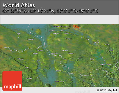 Satellite 3D Map of the Area around 63° 1' 7" N, 14° 31' 30" E