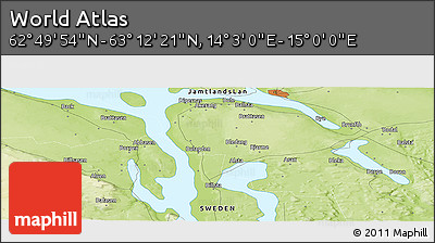 Physical Panoramic Map of the Area around 63° 1' 7" N, 14° 31' 30" E