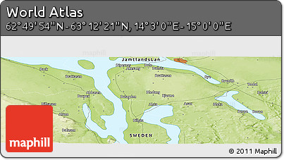 Physical Panoramic Map of the Area around 63° 1' 7" N, 14° 31' 30" E