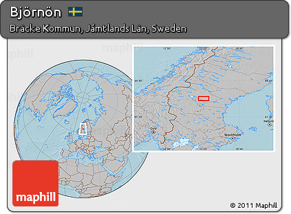 Gray Location Map of Björnön, hill shading