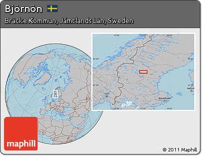 Gray Location Map of Björnön, hill shading