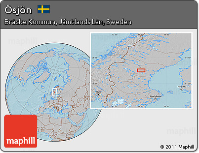 Gray Location Map of Ösjön, hill shading