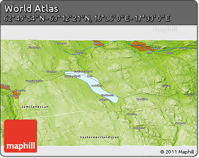 Physical 3D Map of the Area around 63° 1' 7" N, 17° 4' 30" E