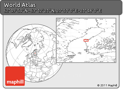 Blank Location Map of the Area around 63° 1' 7" N, 21° 19' 30" E