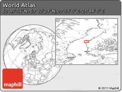 Blank Location Map of the Area around 63° 1' 7" N, 21° 19' 30" E