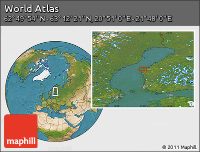 Satellite Location Map of the Area around 63° 1' 7" N, 21° 19' 30" E
