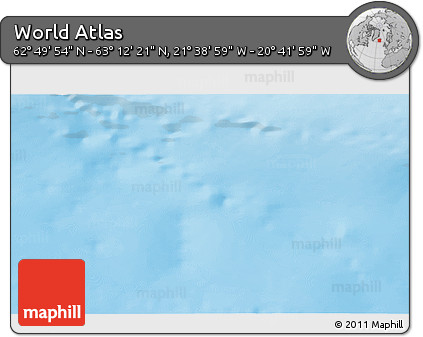 Shaded Relief 3D Map of the Area around 63° 1' 7" N, 21° 10' 29" W