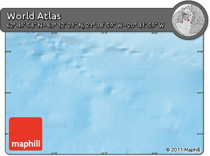 Physical Map of the Area around 63° 1' 7" N, 21° 10' 29" W