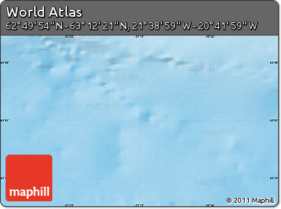 Physical Map of the Area around 63° 1' 7" N, 21° 10' 29" W