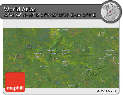 Satellite 3D Map of the Area around 63° 1' 7" N, 23° 52' 30" E