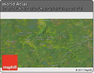 Satellite 3D Map of the Area around 63° 1' 7" N, 23° 52' 30" E