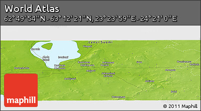 Physical Panoramic Map of the Area around 63° 1' 7" N, 23° 52' 30" E