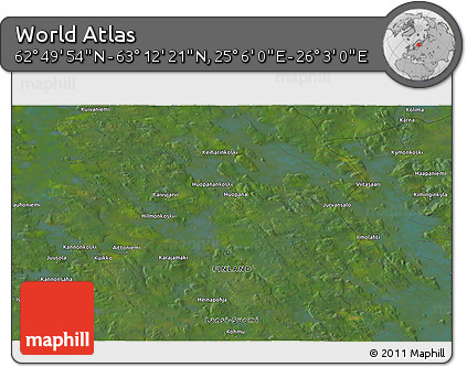 Satellite 3D Map of the Area around 63° 1' 7" N, 25° 34' 30" E
