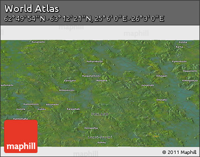 Satellite 3D Map of the Area around 63° 1' 7" N, 25° 34' 30" E
