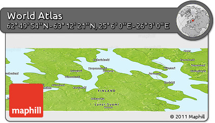 Physical Panoramic Map of the Area around 63° 1' 7" N, 25° 34' 30" E