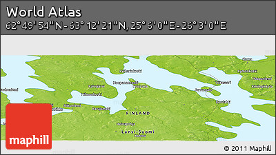 Physical Panoramic Map of the Area around 63° 1' 7" N, 25° 34' 30" E
