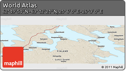 Shaded Relief Panoramic Map of the Area around 63° 1' 7" N, 25° 34' 30" E