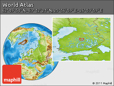 Physical Location Map of the Area around 63° 1' 7" N, 26° 25' 29" E