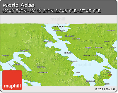 Physical 3D Map of the Area around 63° 1' 7" N, 27° 16' 29" E