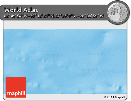 Physical 3D Map of the Area around 63° 1' 7" N, 27° 7' 30" W