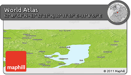 Physical Panoramic Map of the Area around 63° 1' 7" N, 30° 40' 29" E