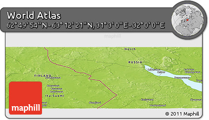 Physical Panoramic Map of the Area around 63° 1' 7" N, 31° 31' 29" E