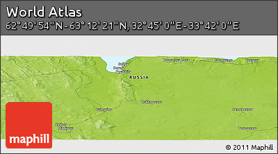 Physical Panoramic Map of the Area around 63° 1' 7" N, 33° 13' 30" E