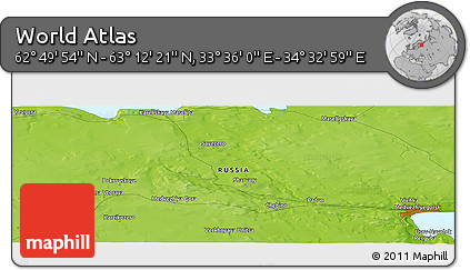 Physical Panoramic Map of the Area around 63° 1' 7" N, 34° 4' 30" E