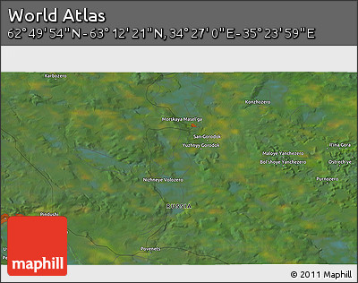 Satellite 3D Map of the Area around 63° 1' 7" N, 34° 55' 29" E