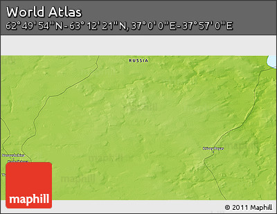Physical 3D Map of the Area around 63° 1' 7" N, 37° 28' 30" E