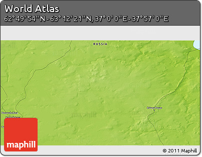 Physical 3D Map of the Area around 63° 1' 7" N, 37° 28' 30" E