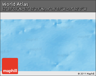 Physical 3D Map of the Area around 63° 1' 7" N, 38° 10' 29" W