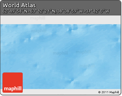 Physical 3D Map of the Area around 63° 1' 7" N, 38° 10' 29" W