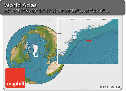 Satellite Location Map of the Area around 63° 1' 7" N, 38° 10' 29" W