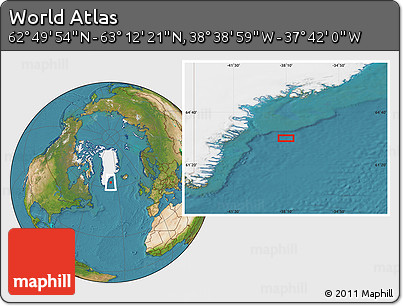 Satellite Location Map of the Area around 63° 1' 7" N, 38° 10' 29" W
