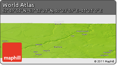 Physical Panoramic Map of the Area around 63° 1' 7" N, 40° 52' 30" E