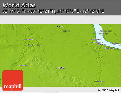 Physical 3D Map of the Area around 63° 1' 7" N, 41° 43' 30" E