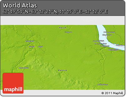 Physical 3D Map of the Area around 63° 1' 7" N, 41° 43' 30" E