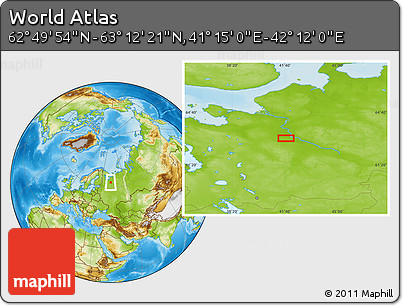Physical Location Map of the Area around 63° 1' 7" N, 41° 43' 30" E