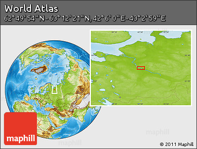 Physical Location Map of the Area around 63° 1' 7" N, 42° 34' 30" E