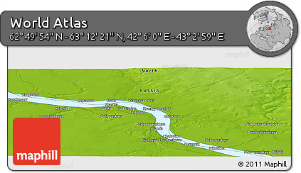 Physical Panoramic Map of the Area around 63° 1' 7" N, 42° 34' 30" E