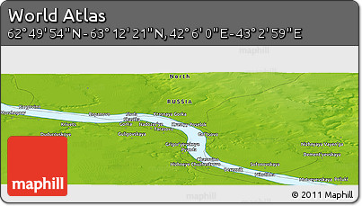 Physical Panoramic Map of the Area around 63° 1' 7" N, 42° 34' 30" E